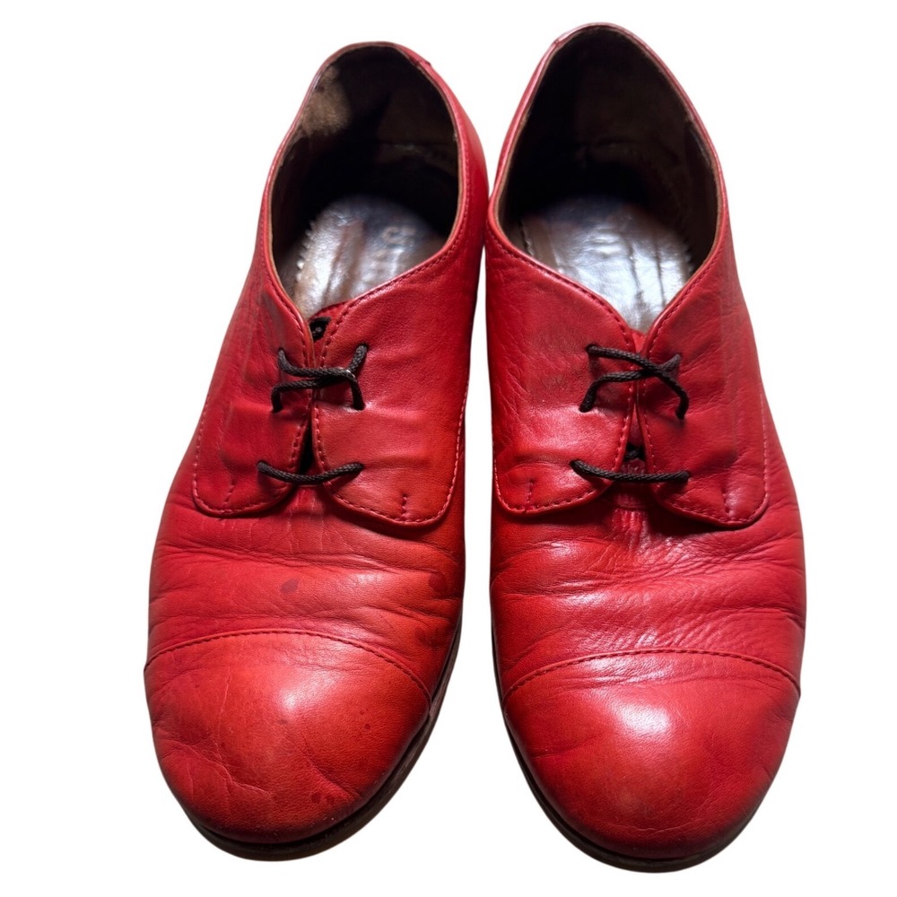 Julia Bo Oxford Shoes Womens 41 Red Good Handcrafted Leather Cap Toe Lace Up